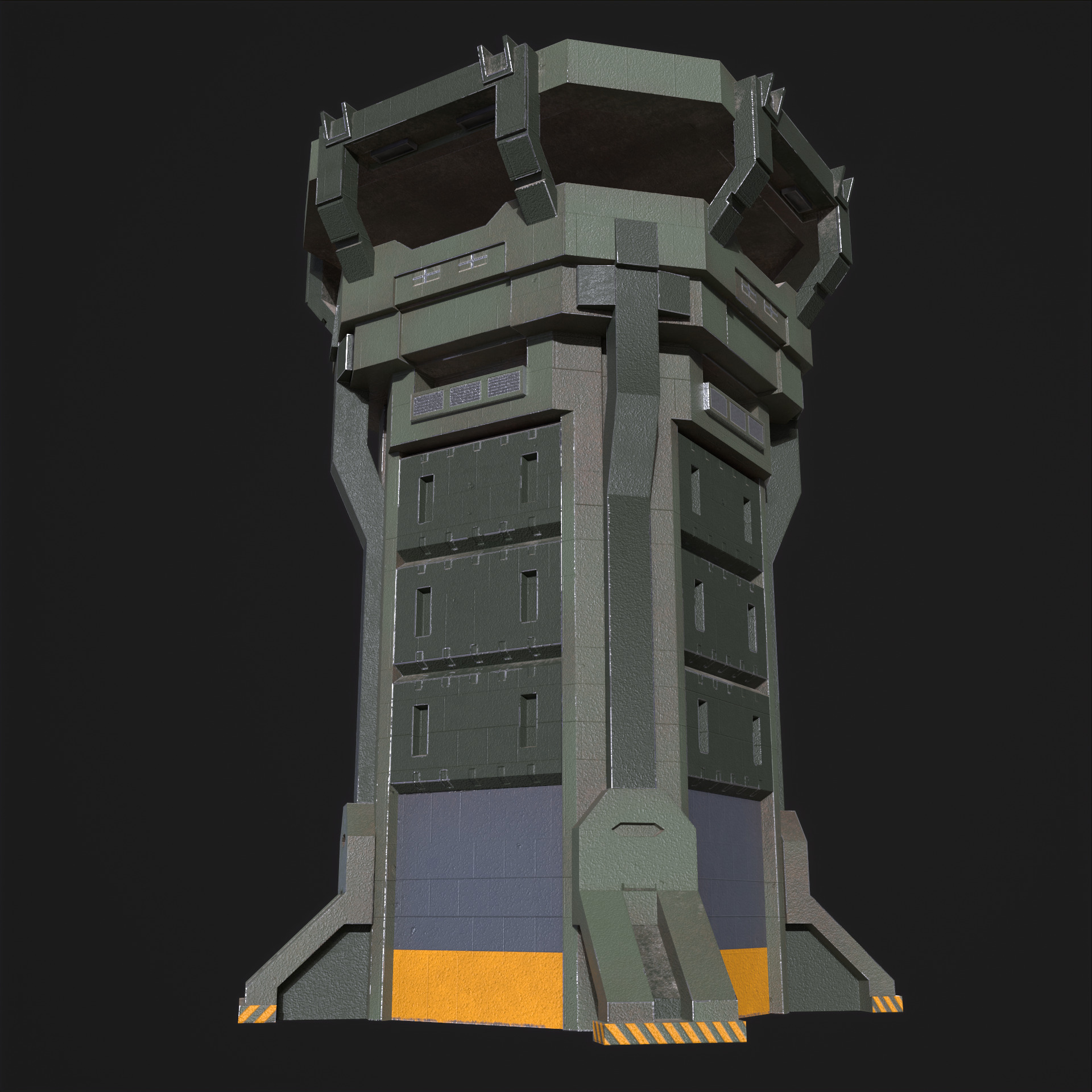 Watch Tower and Wall kit PBR Low-poly 3D model_19