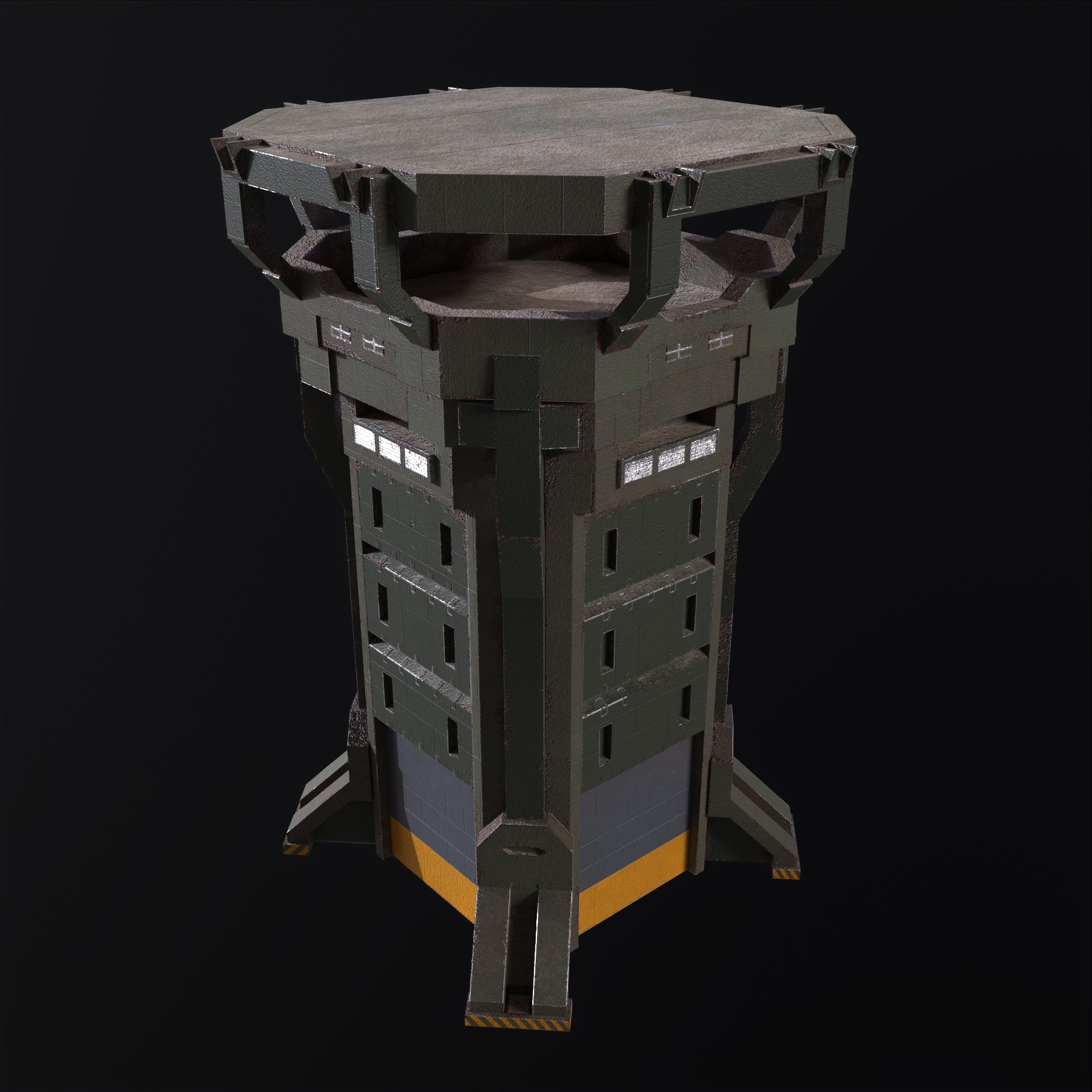 Watch Tower and Wall kit PBR Low-poly 3D model_18