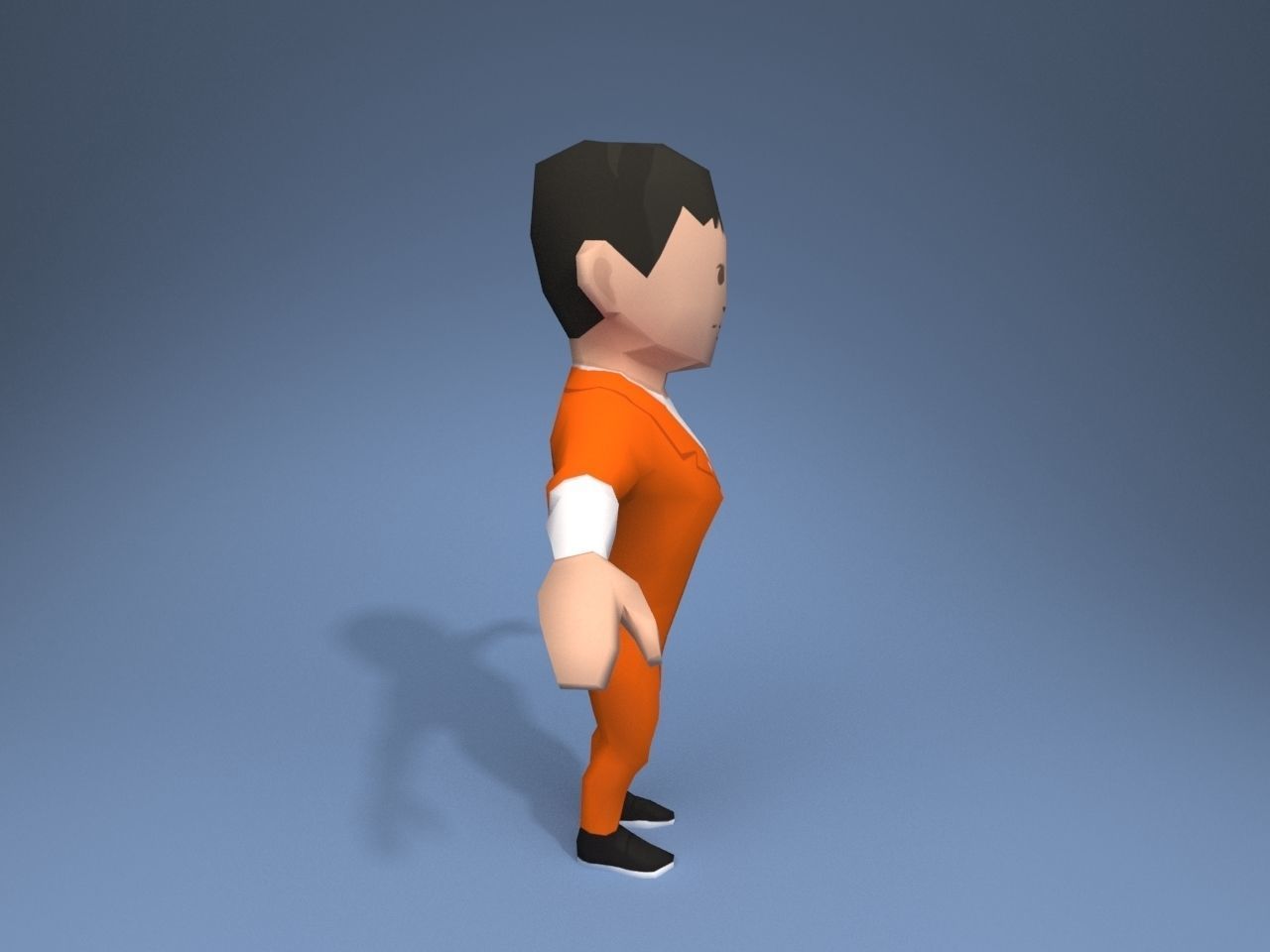 Inmate prisoner in orange uniform Low-poly 3D model_7