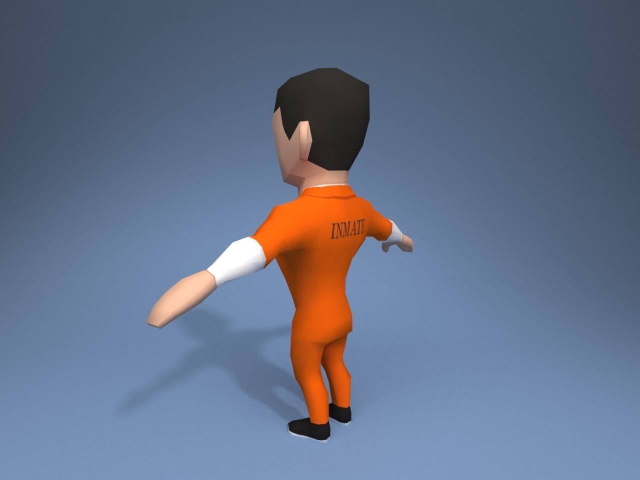Inmate prisoner in orange uniform Low-poly 3D model_4