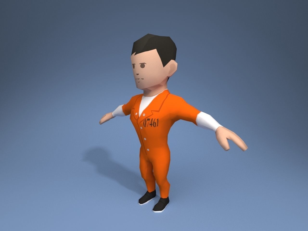 Inmate prisoner in orange uniform Low-poly 3D model_2