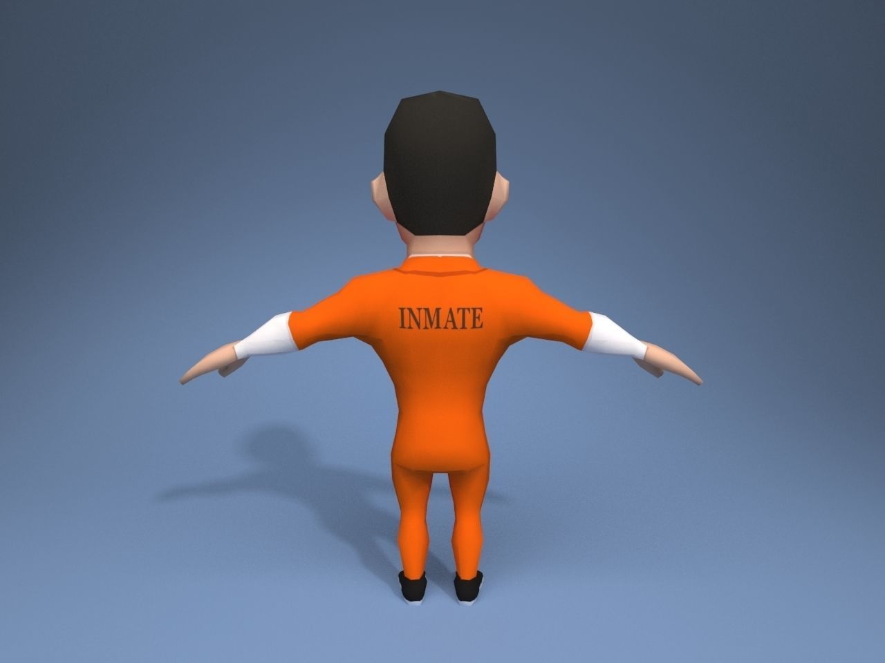 Inmate prisoner in orange uniform Low-poly 3D model_5