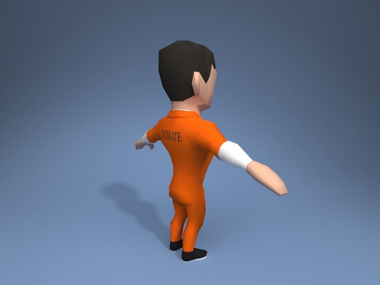Inmate prisoner in orange uniform Low-poly 3D model_6