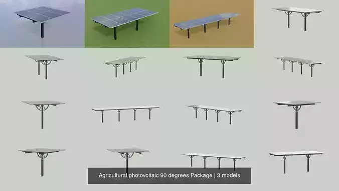 Agricultural photovoltaic 90 degrees Package 3D Model Collection