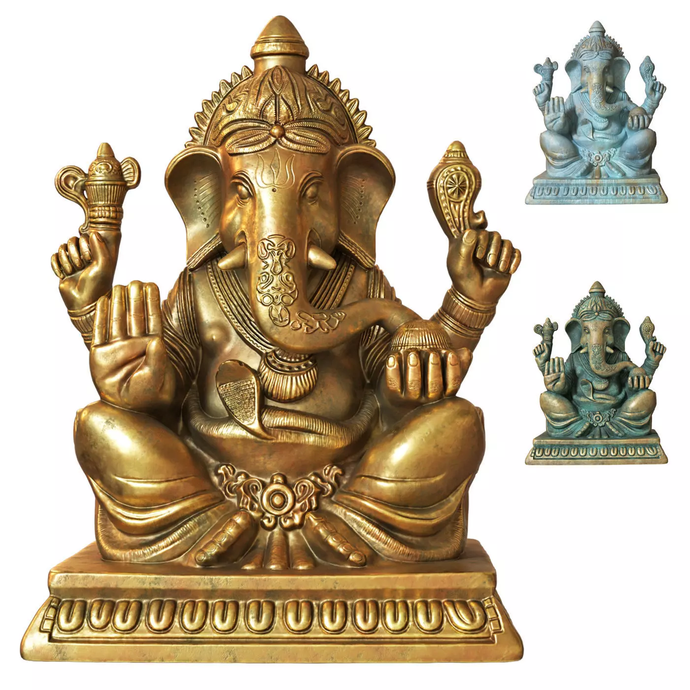 Vintage Bronze Ganesha Statue 3D model