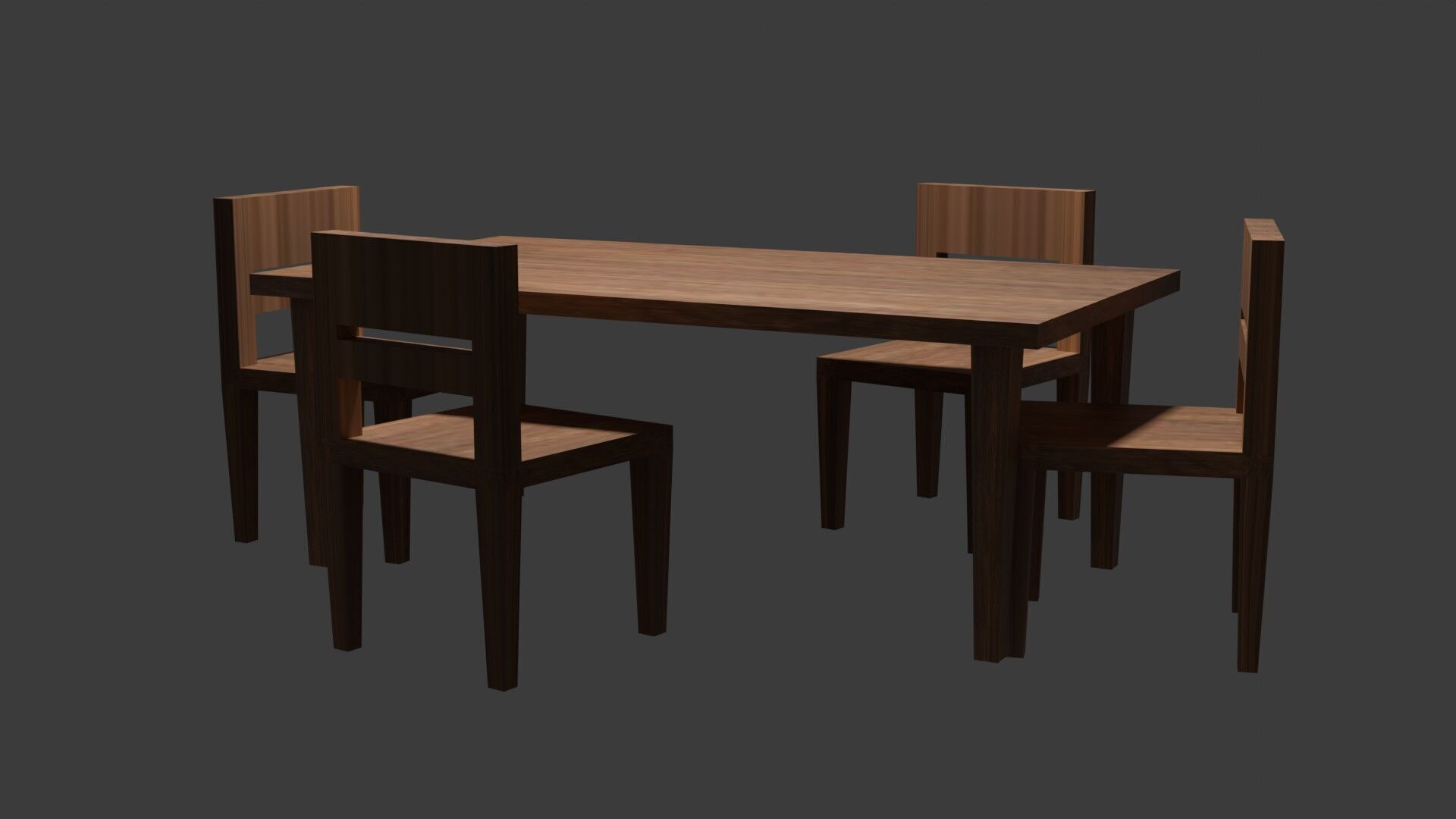 Table and chairs 3D model_2
