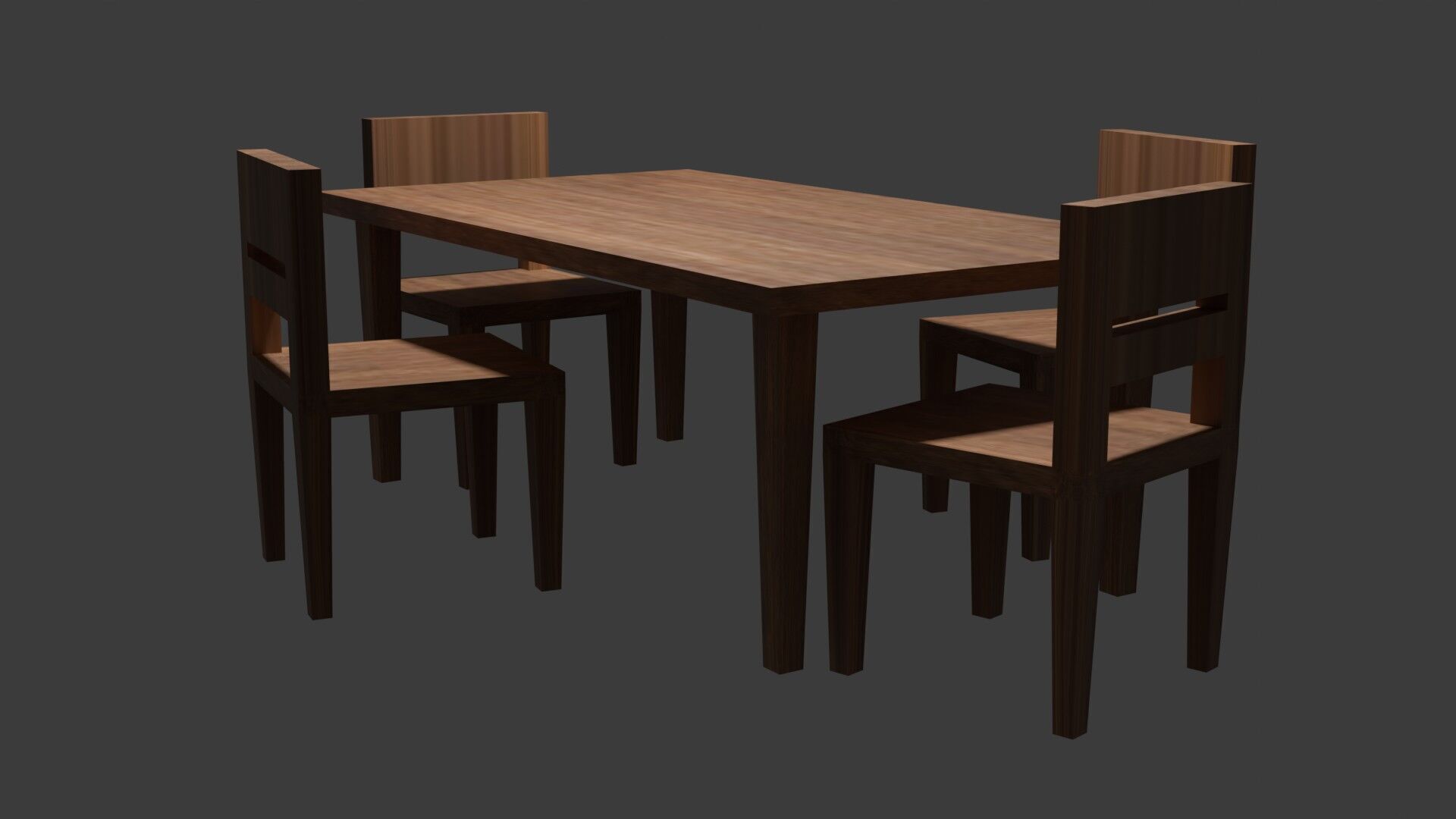 Table and chairs 3D model_3
