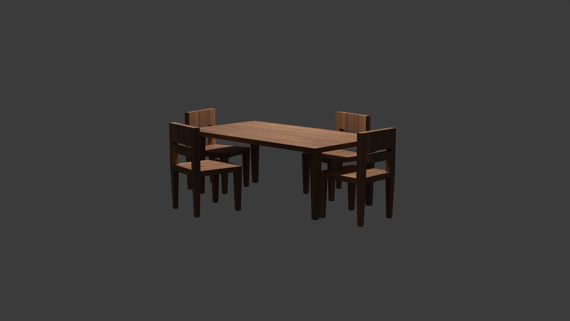 Table and chairs 3D model_4