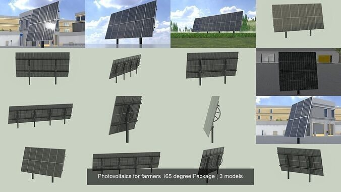 Photovoltaics for farmers 165 degree Package 3D Model Collection