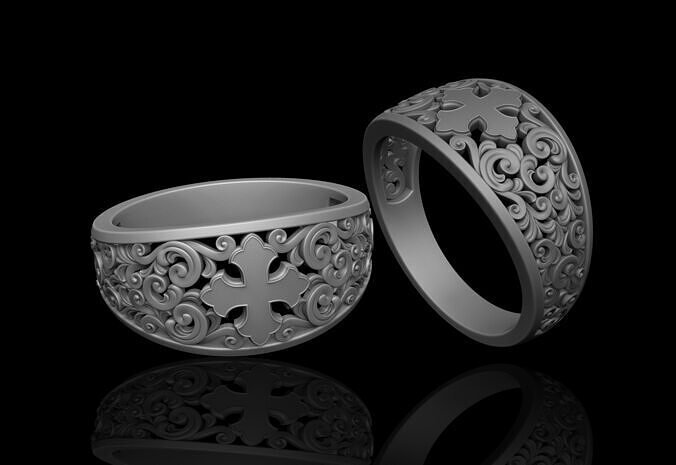 Signet ring with pattern 3D print model