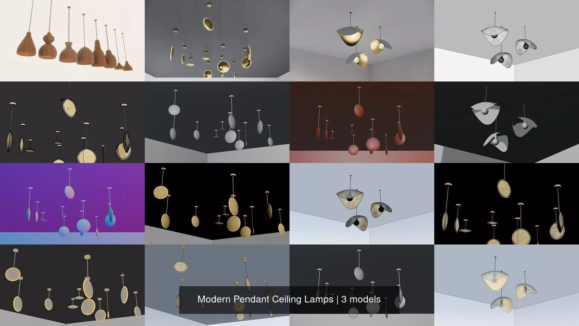 Modern Pendant Ceiling Lamps 3D Model Collection_0