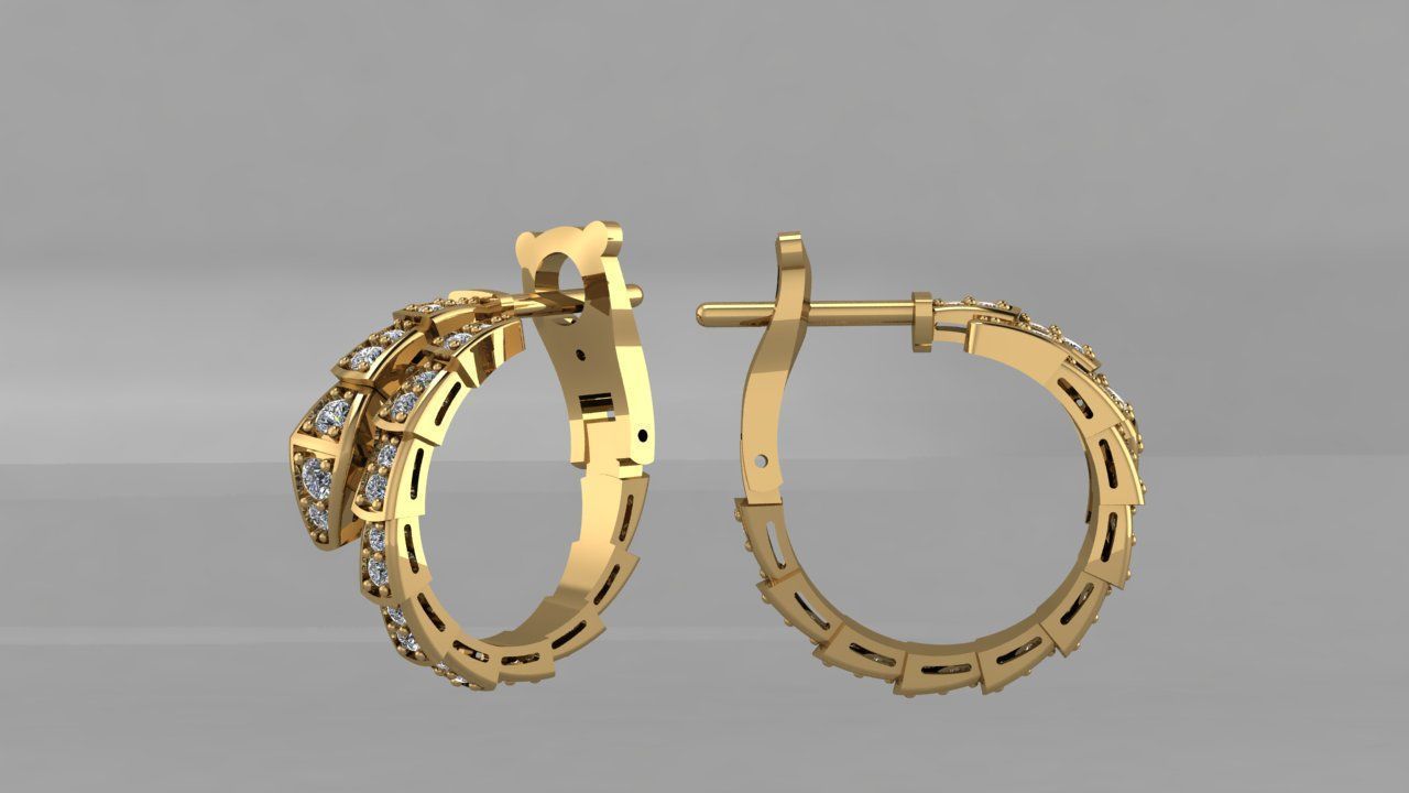 Earrings Bvlgari 3D print model_3
