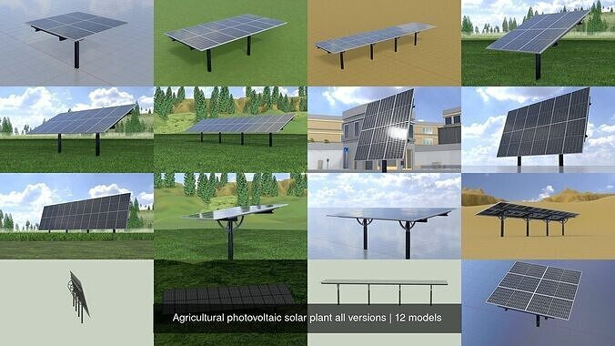 Agricultural photovoltaic solar plant all versions 3D Model Collection