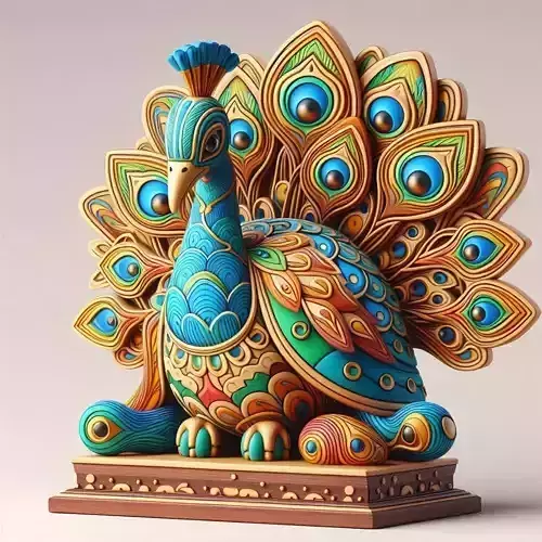 1175Colorful 3D Model of a Peacock on Base   totem