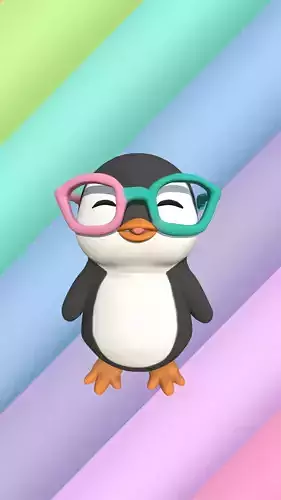 Cute Stylized Penguin 3D Model Cartoon Animal Character 