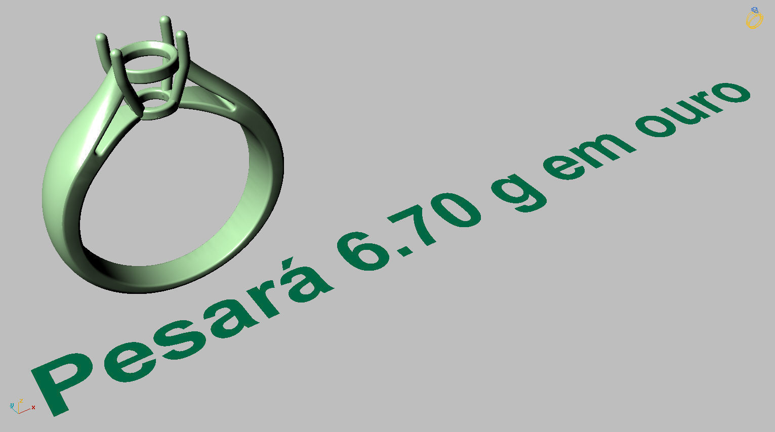 Solitaire Ring Gemstone 53pts 3D print model_13
