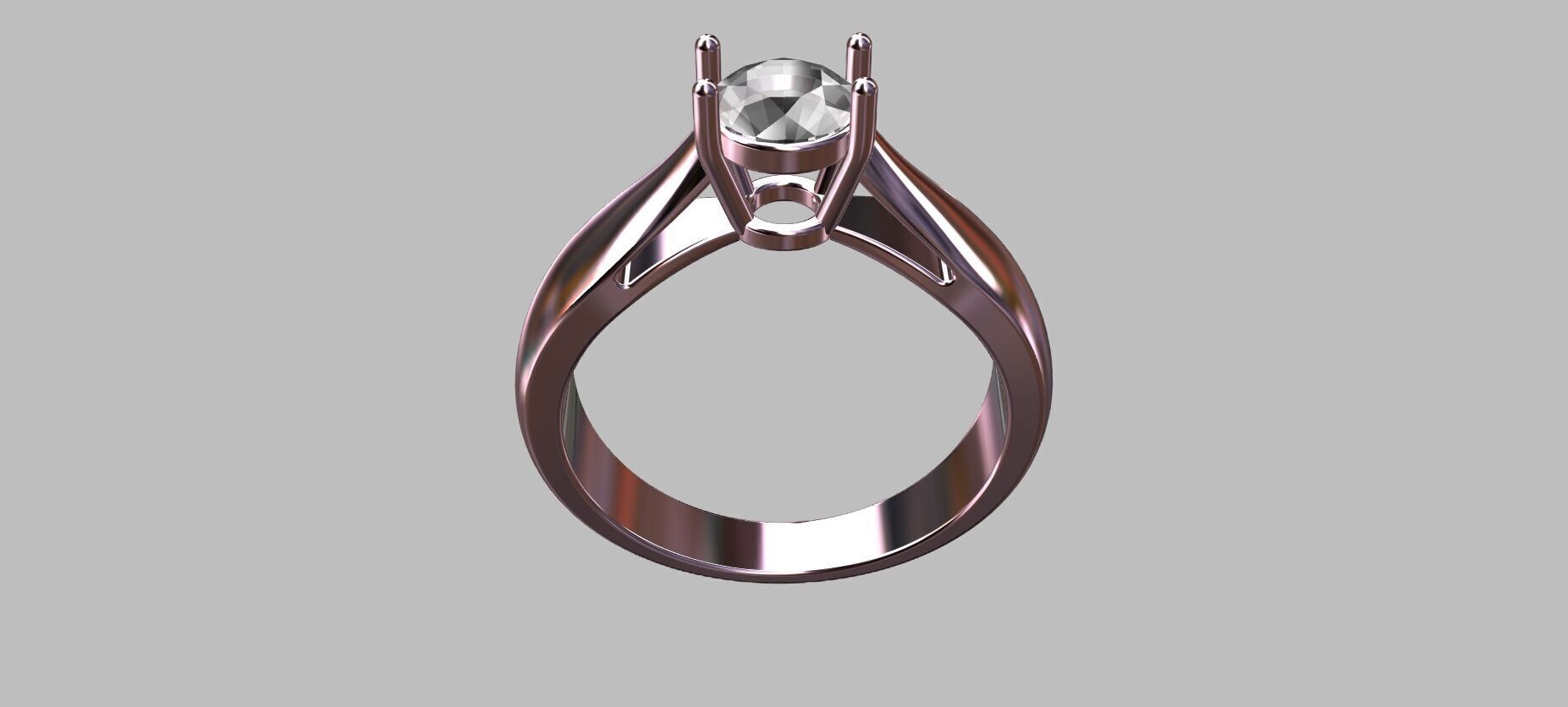 Solitaire Ring Gemstone 53pts 3D print model_9