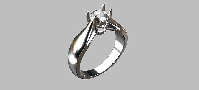Solitaire Ring Gemstone 53pts 3D print model