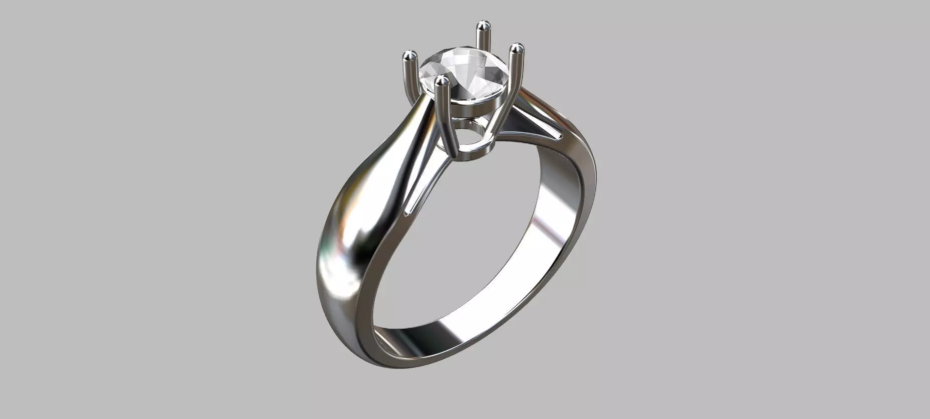 Solitaire Ring Gemstone 53pts 3D print model_0