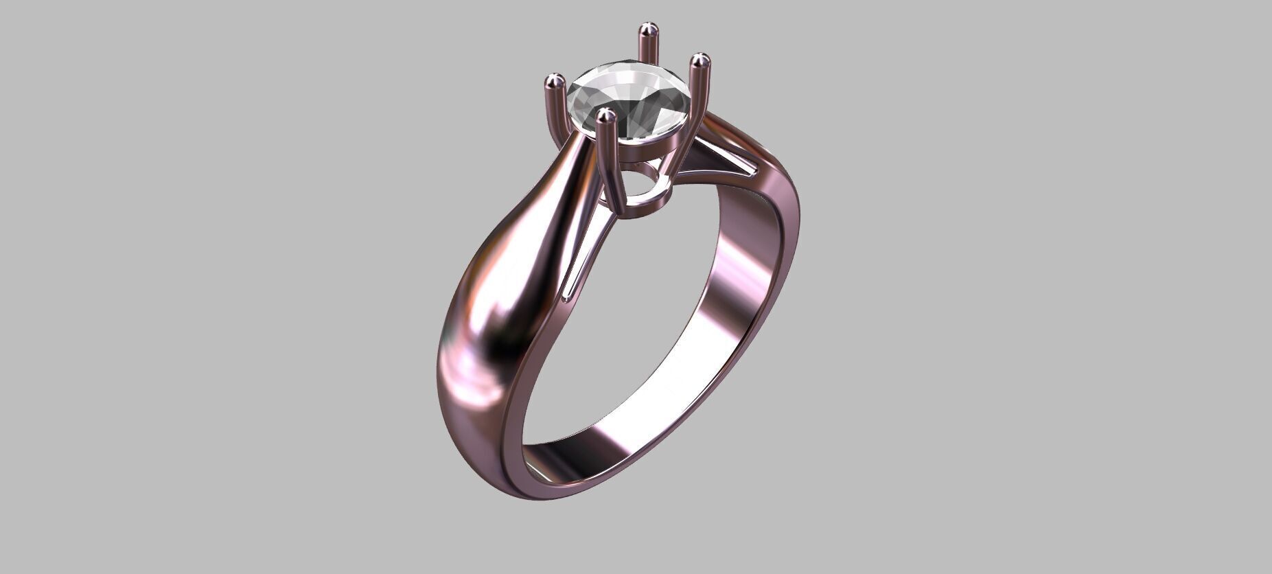Solitaire Ring Gemstone 53pts 3D print model_7