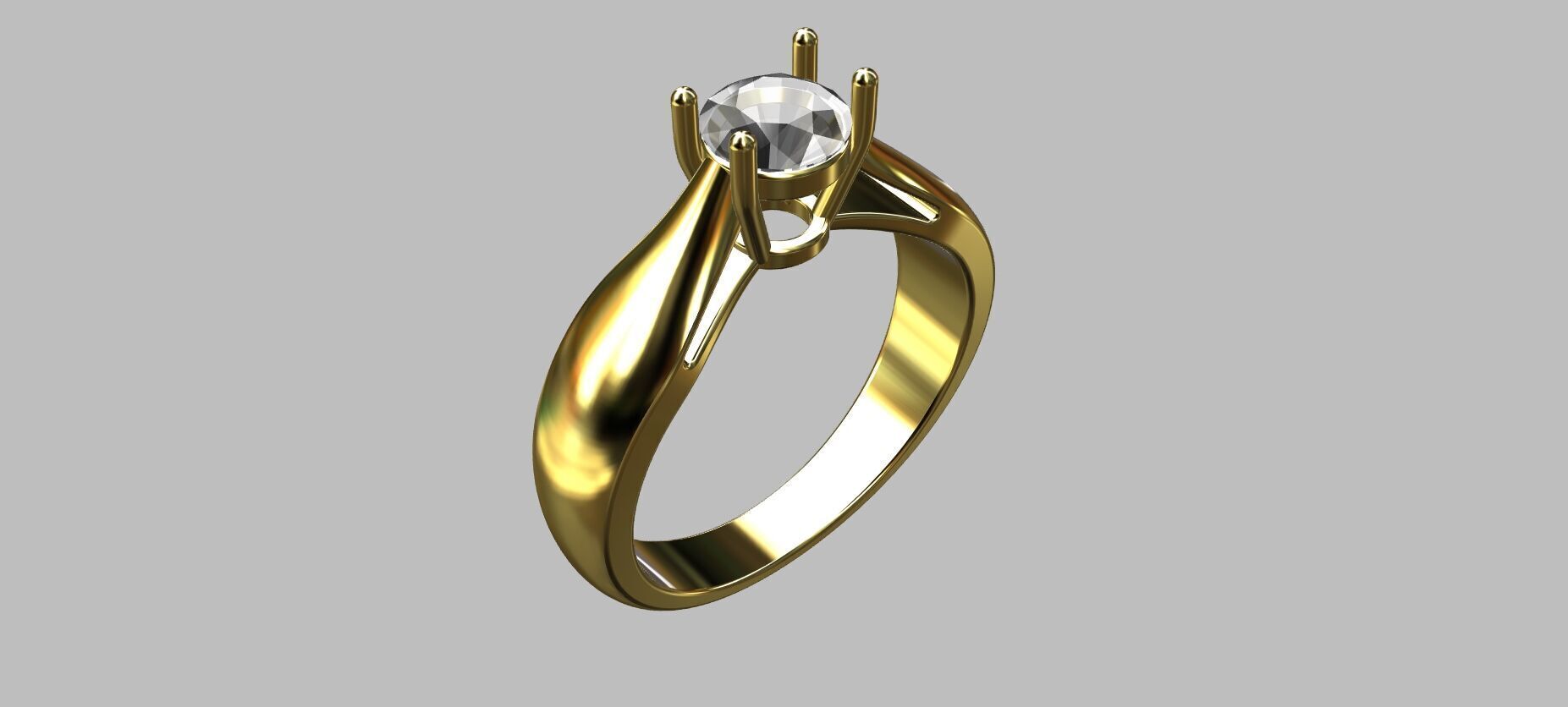 Solitaire Ring Gemstone 53pts 3D print model_4