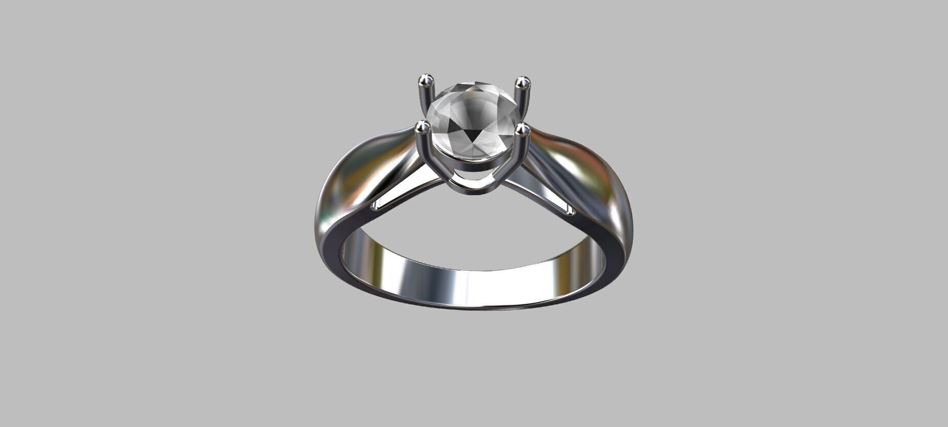 Solitaire Ring Gemstone 53pts 3D print model_3
