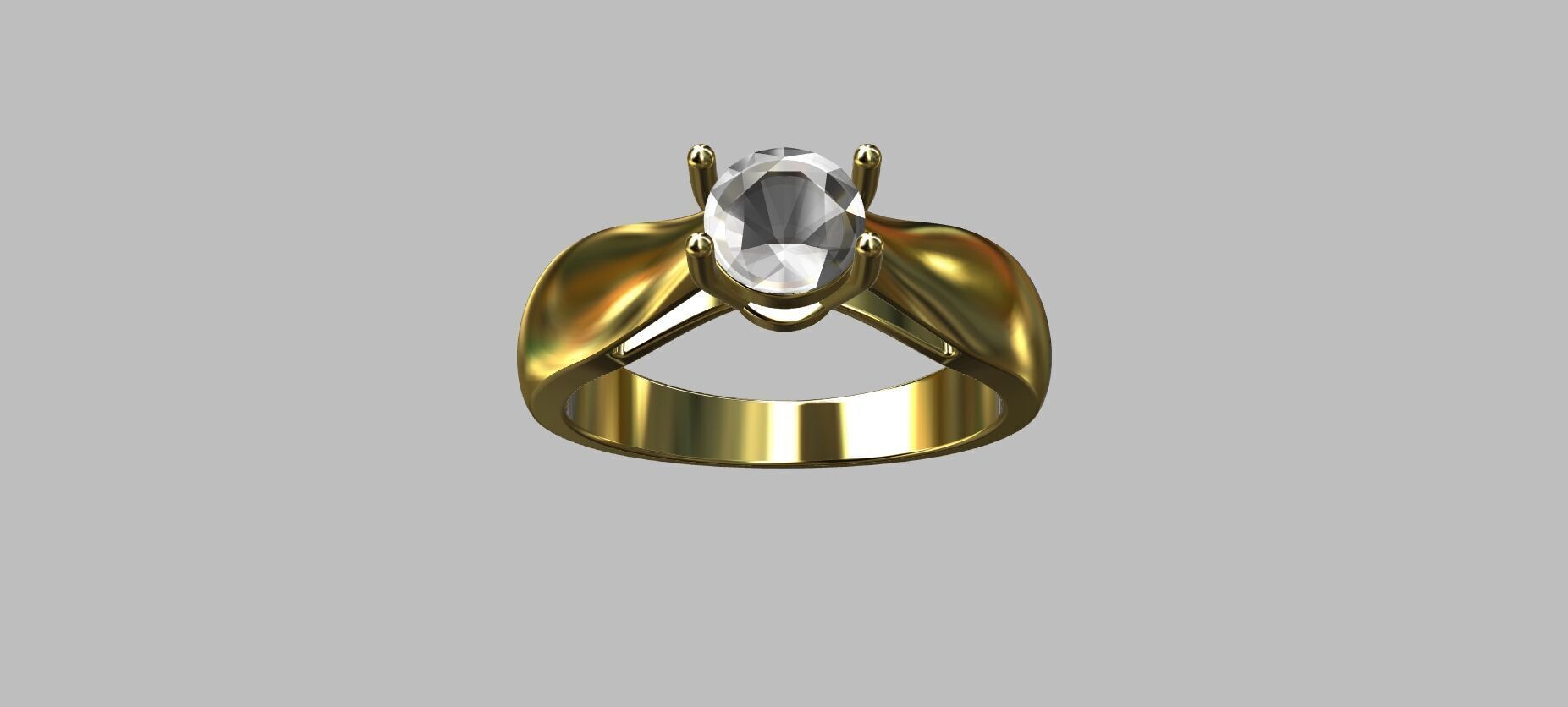 Solitaire Ring Gemstone 53pts 3D print model_6