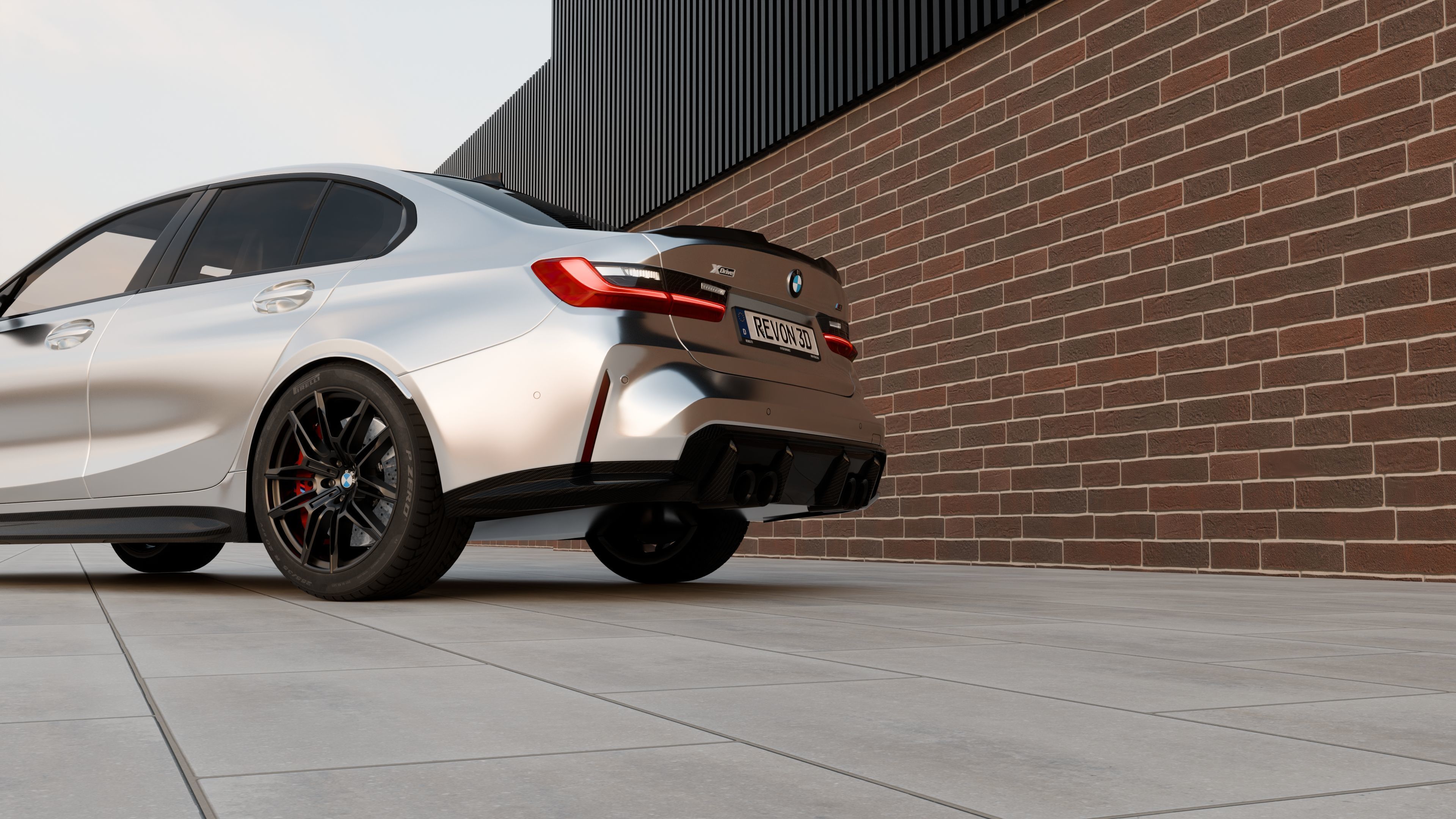 Automotive Industrial Brick 3D Scene - Render Backdrop 3D model_4