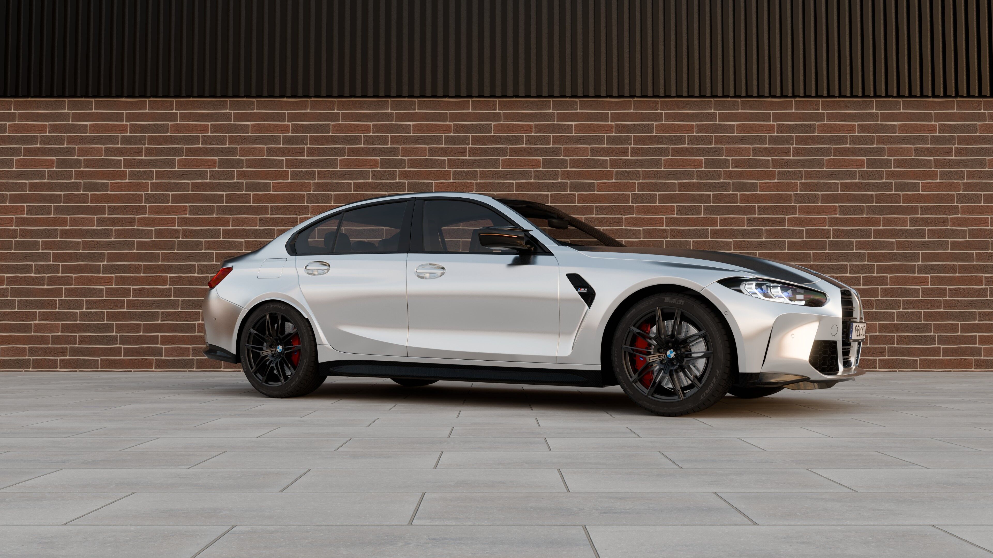 Automotive Industrial Brick 3D Scene - Render Backdrop 3D model_5