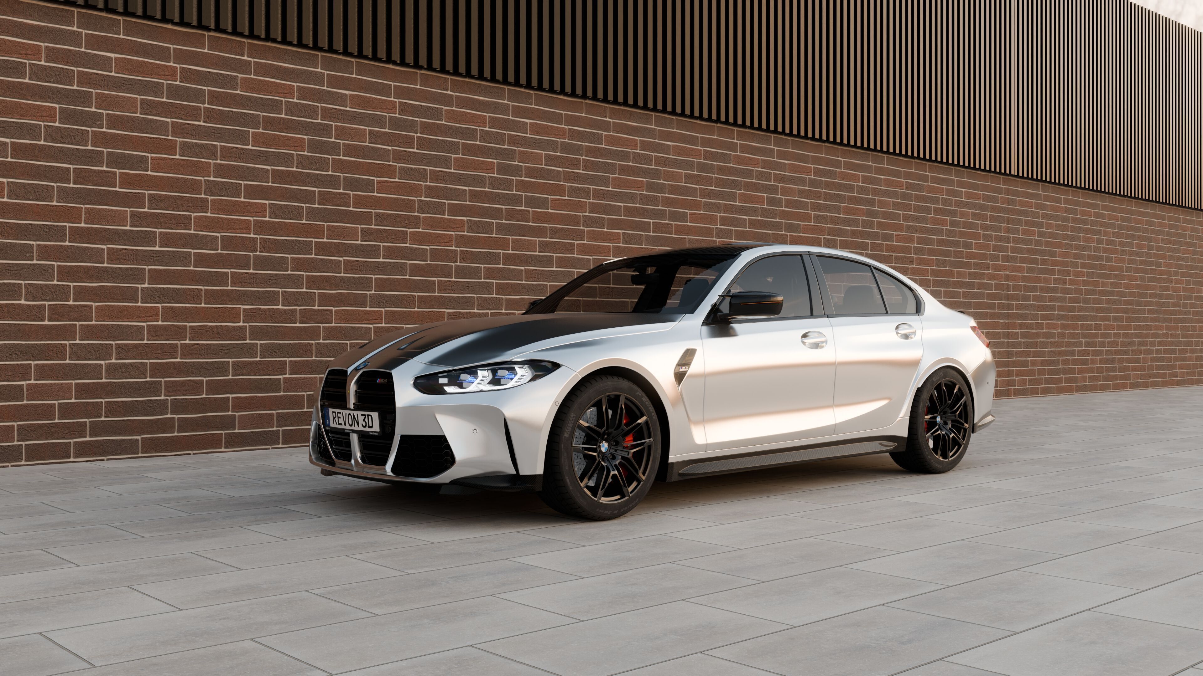 Automotive Industrial Brick 3D Scene - Render Backdrop 3D model_1