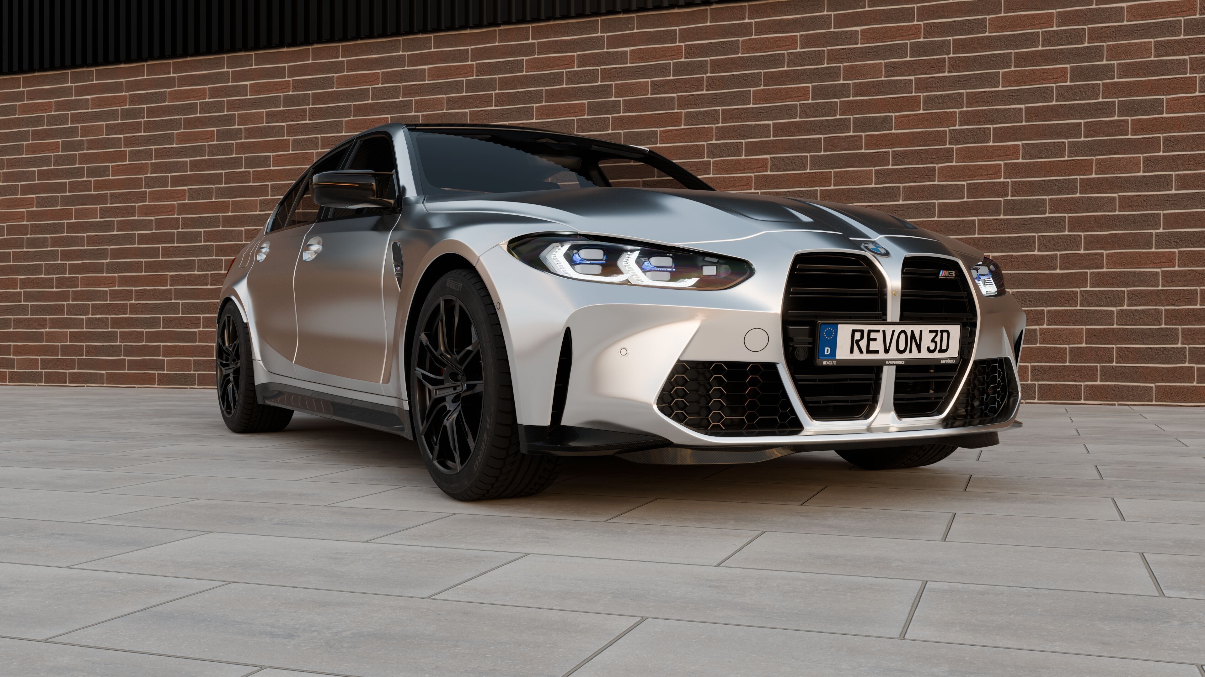 Automotive Industrial Brick 3D Scene - Render Backdrop 3D model_2