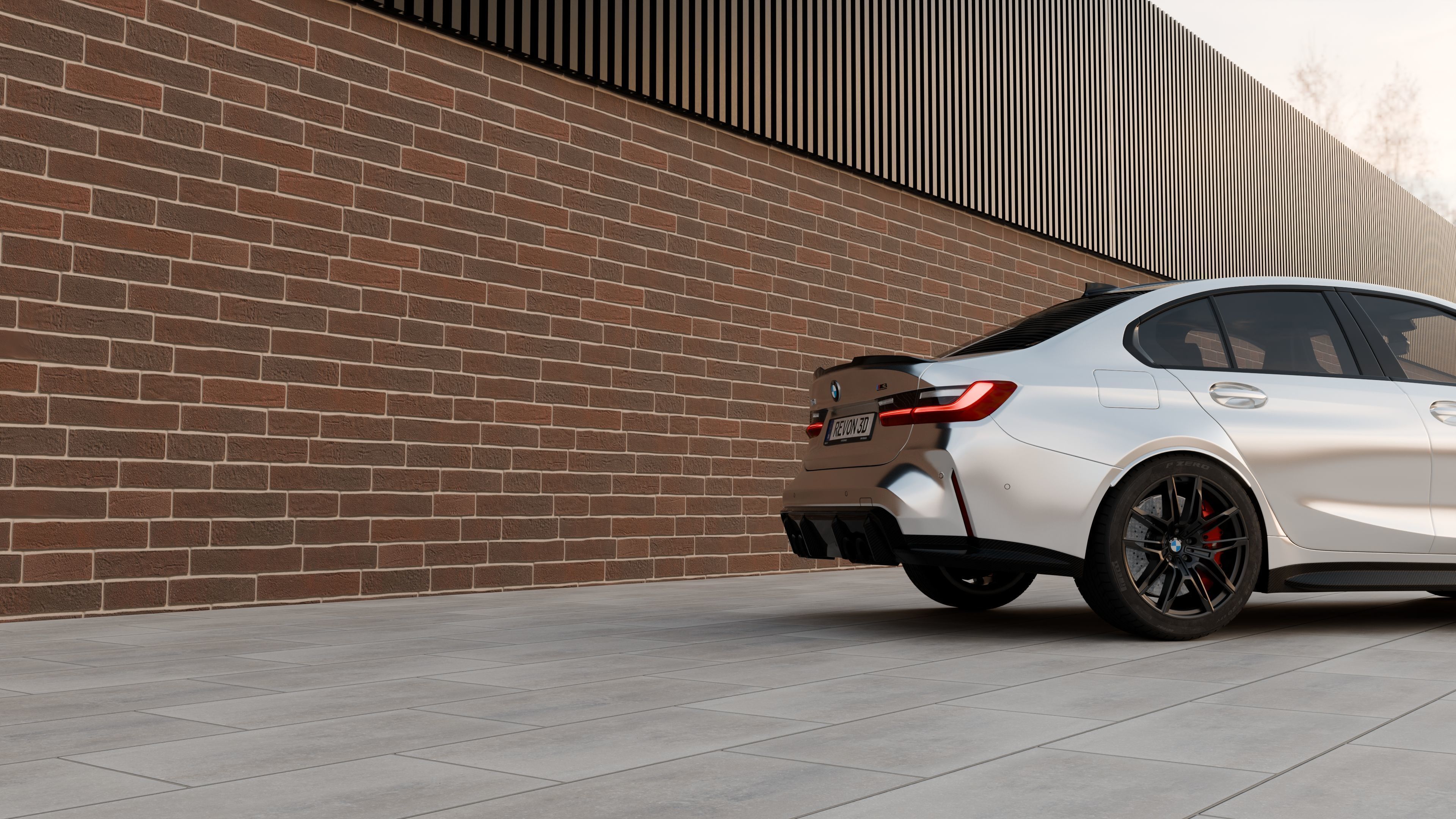 Automotive Industrial Brick 3D Scene - Render Backdrop 3D model_3