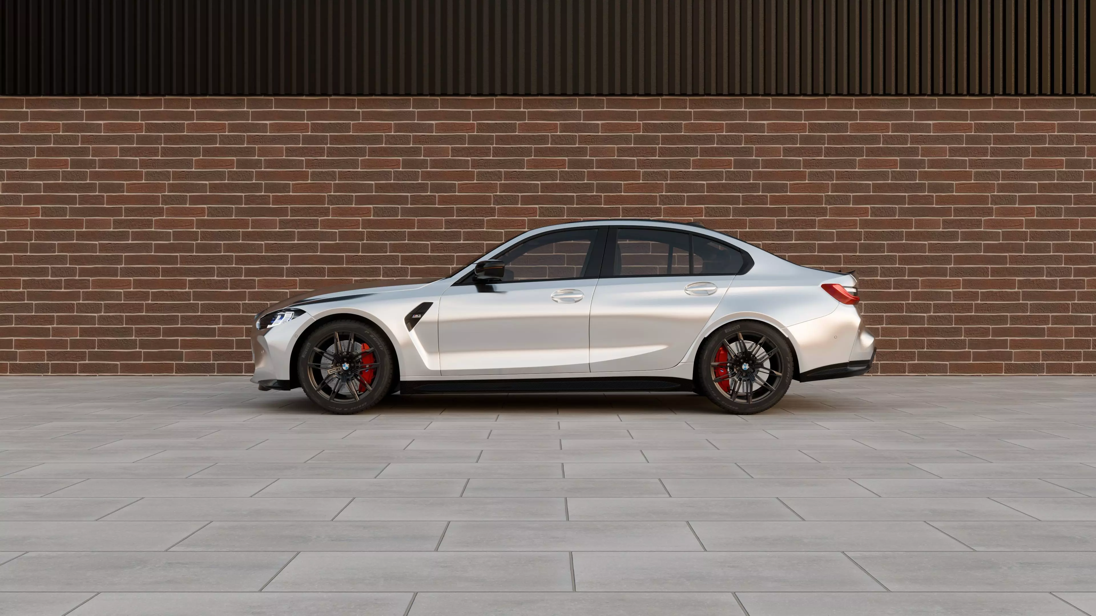 Automotive Industrial Brick 3D Scene - Render Backdrop 3D model_0