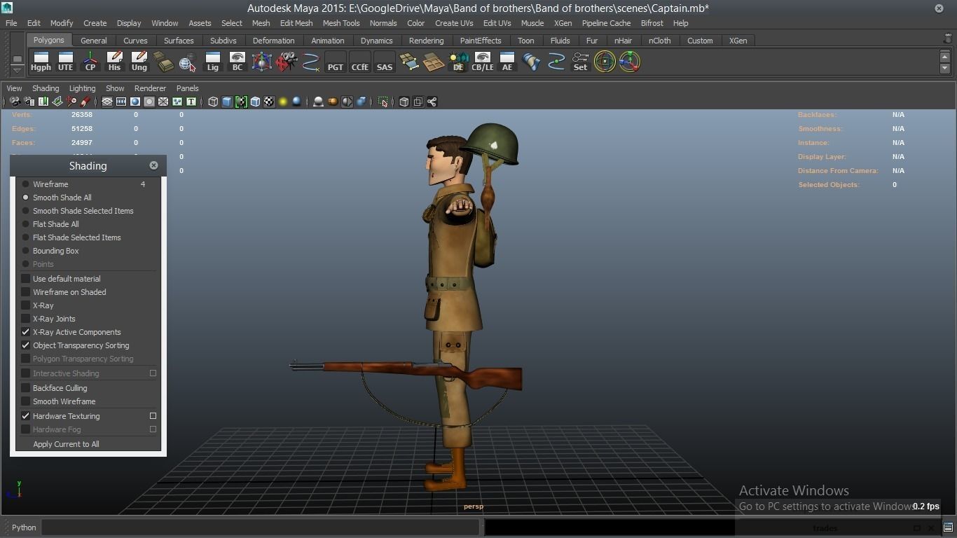 cartoon WW2 Character - Captain 3D model_3