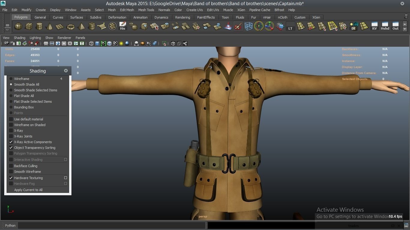 cartoon WW2 Character - Captain 3D model_21