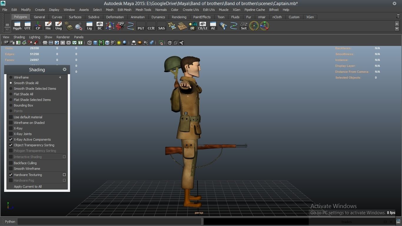 cartoon WW2 Character - Captain 3D model_7