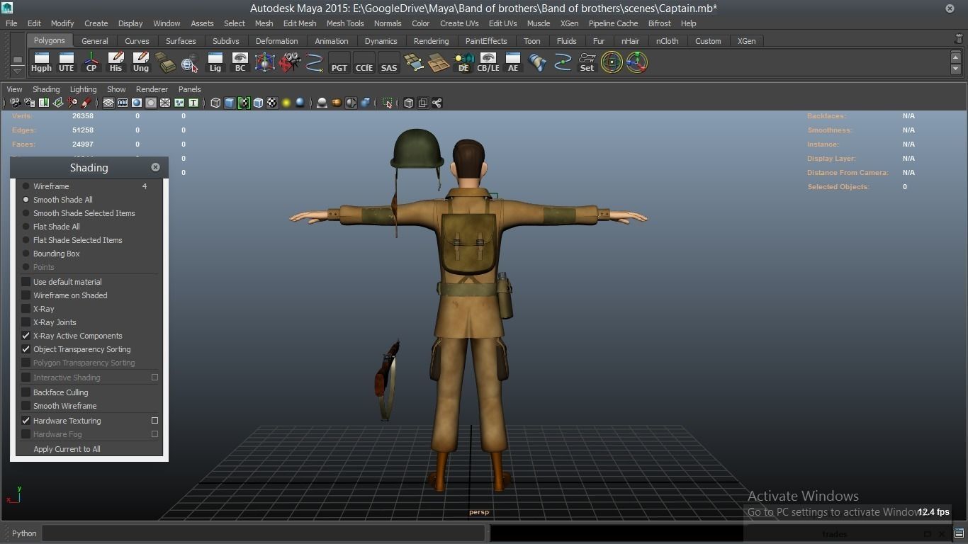 cartoon WW2 Character - Captain 3D model_5