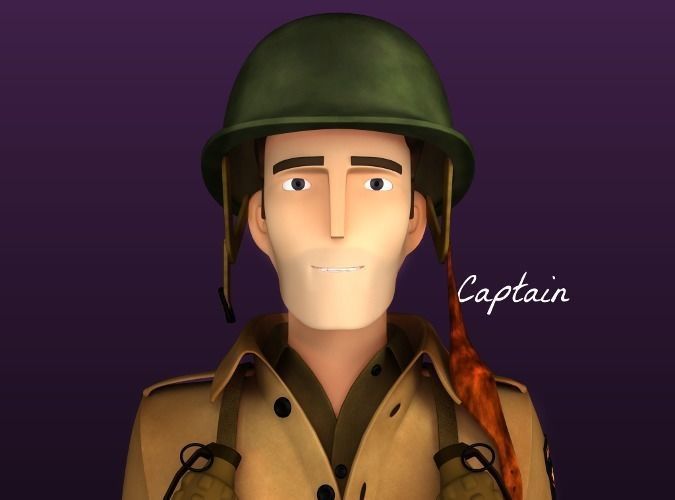 cartoon WW2 Character - Captain 3D model_0