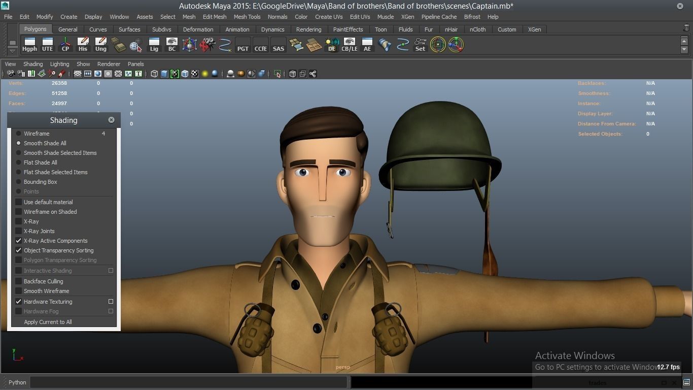 cartoon WW2 Character - Captain 3D model_14