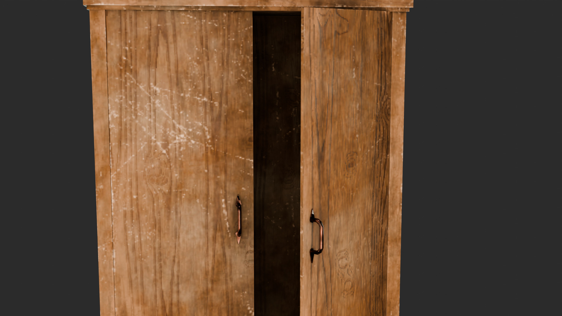 Old Wooden Wardrobe - Stylized Game Prop Low-poly 3D model_5
