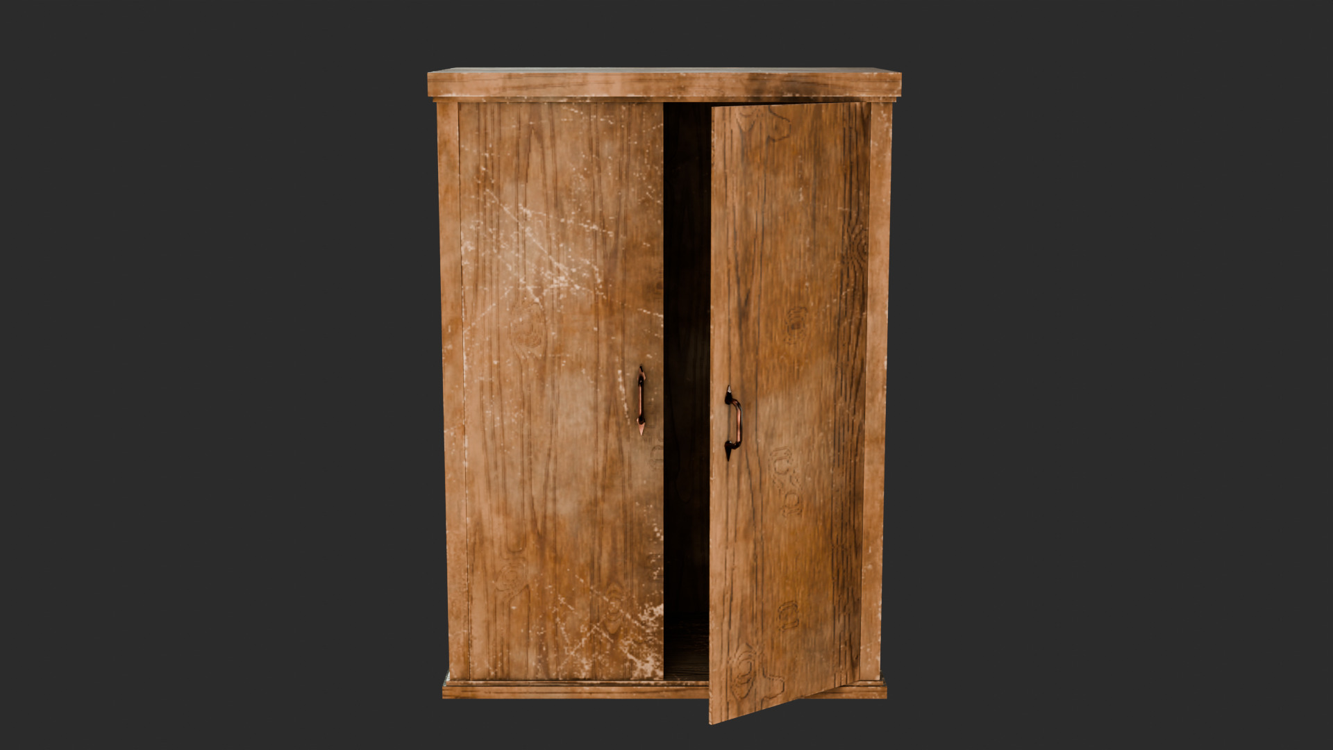 Old Wooden Wardrobe - Stylized Game Prop Low-poly 3D model_2
