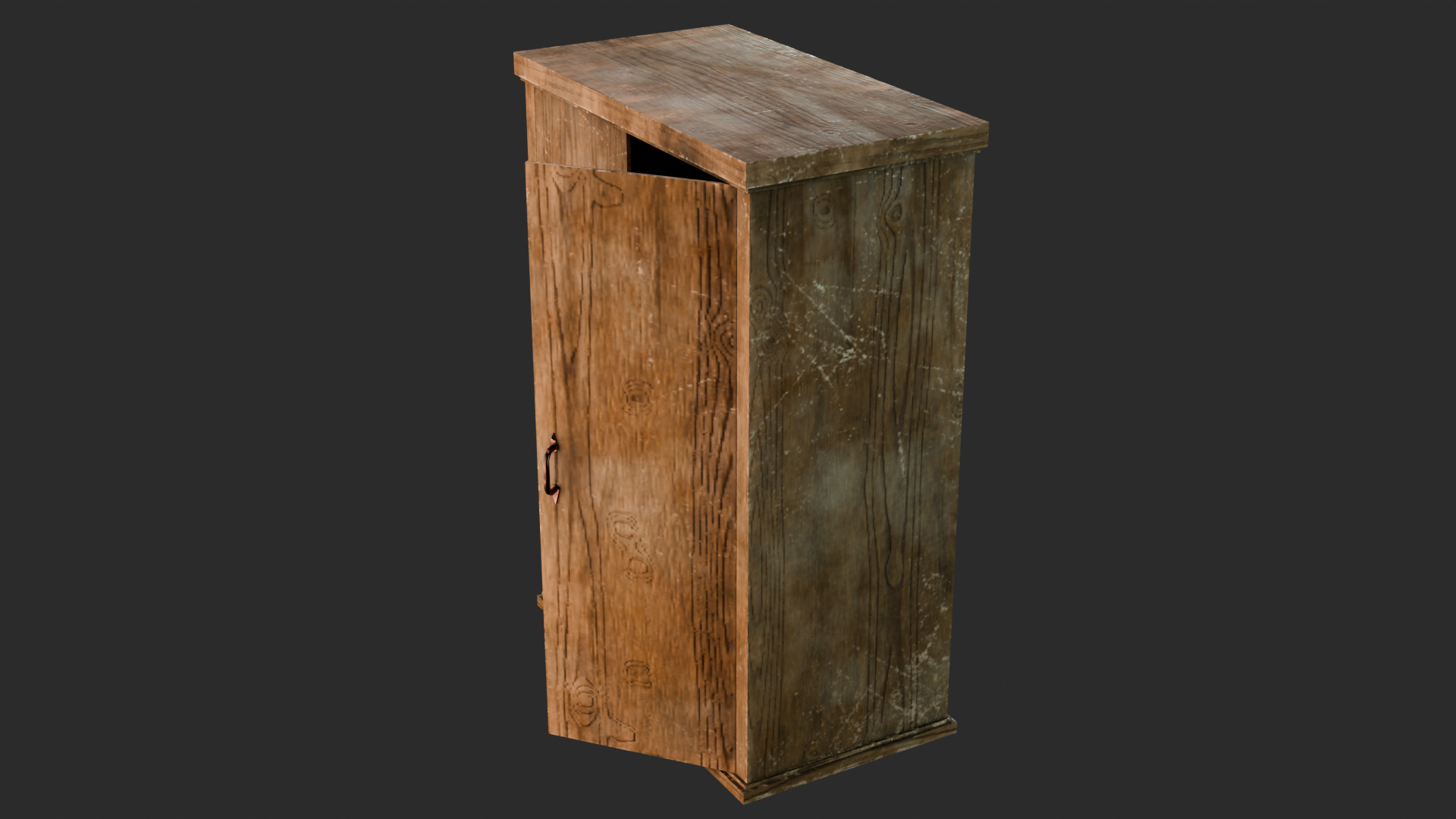 Old Wooden Wardrobe - Stylized Game Prop Low-poly 3D model_3