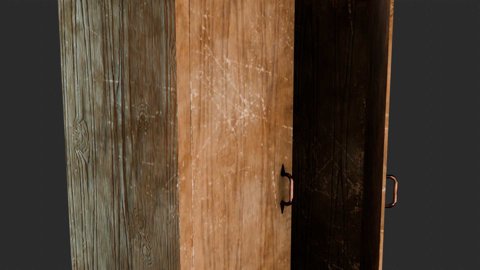 Old Wooden Wardrobe - Stylized Game Prop Low-poly 3D model_4