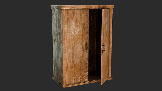 Old Wooden Wardrobe - Stylized Game Prop Low-poly 3D model