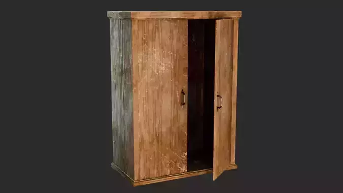 Old Wooden Wardrobe - Stylized Game Prop