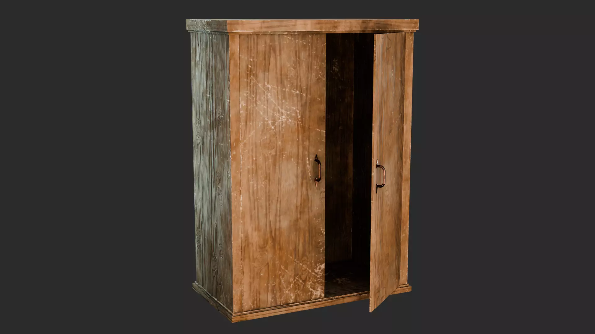 Old Wooden Wardrobe - Stylized Game Prop Low-poly 3D model_0