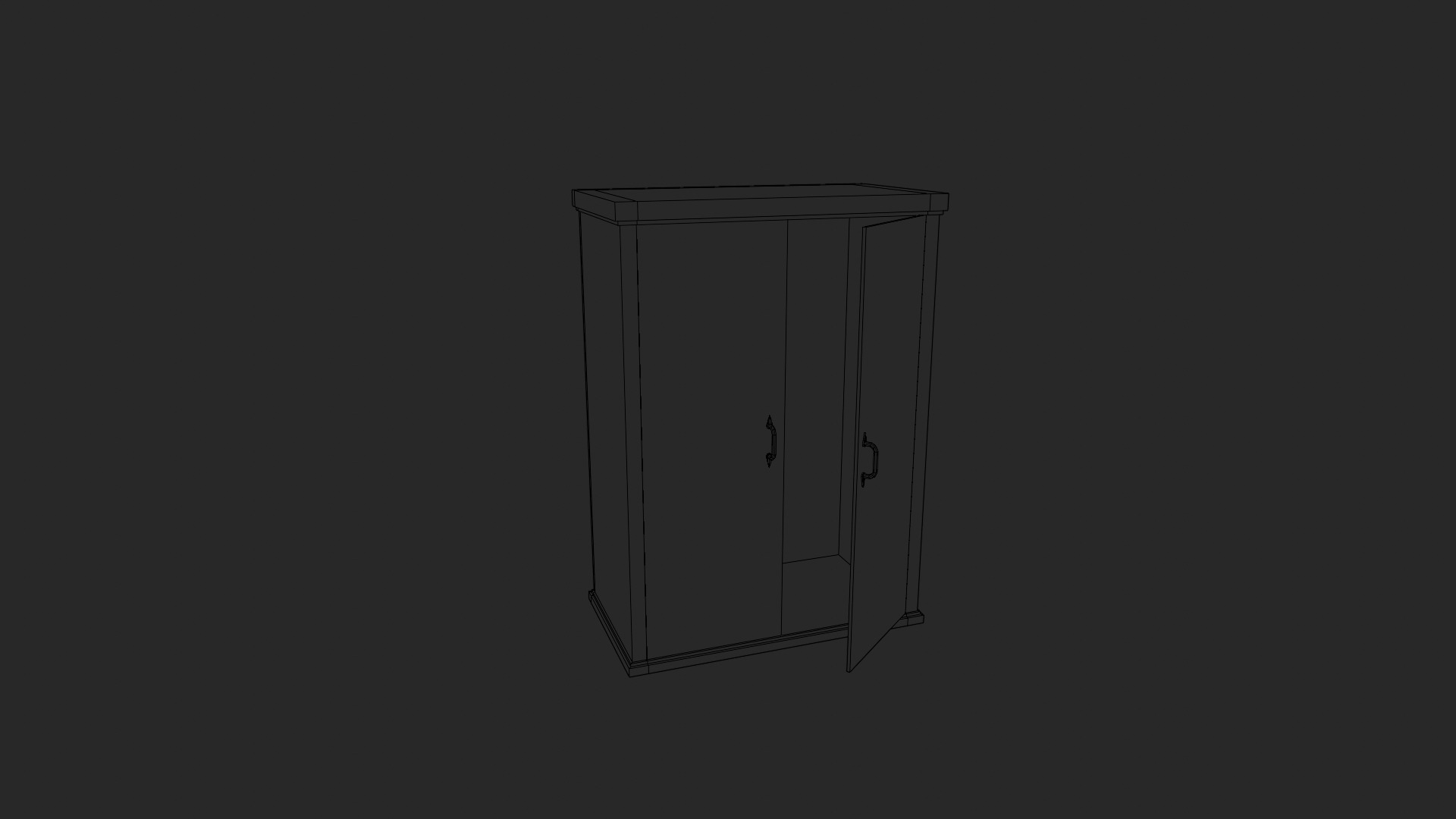 Old Wooden Wardrobe - Stylized Game Prop Low-poly 3D model_6