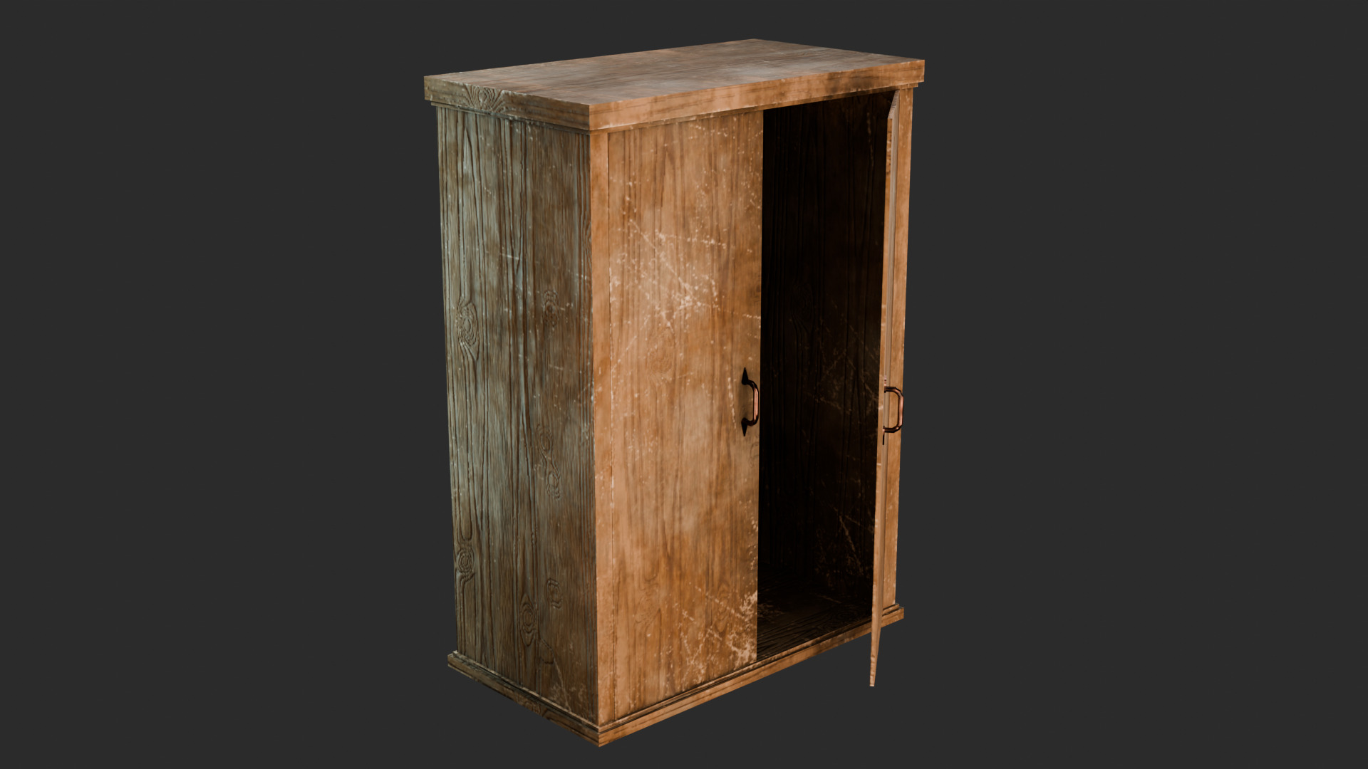 Old Wooden Wardrobe - Stylized Game Prop Low-poly 3D model_1