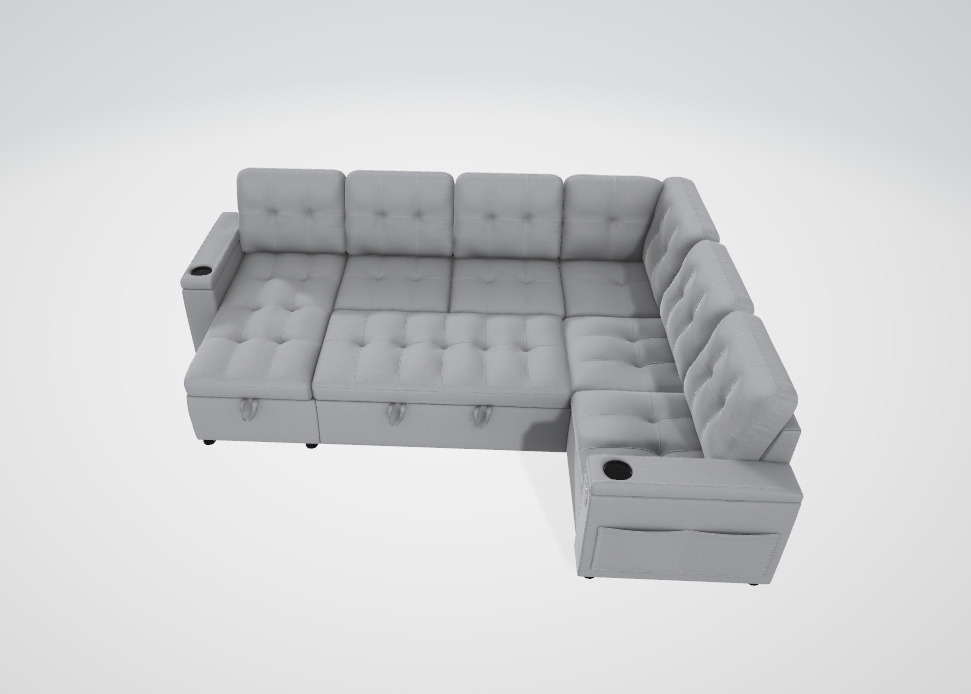 Multifunctional Sofa Bed Low-poly 3D model_1