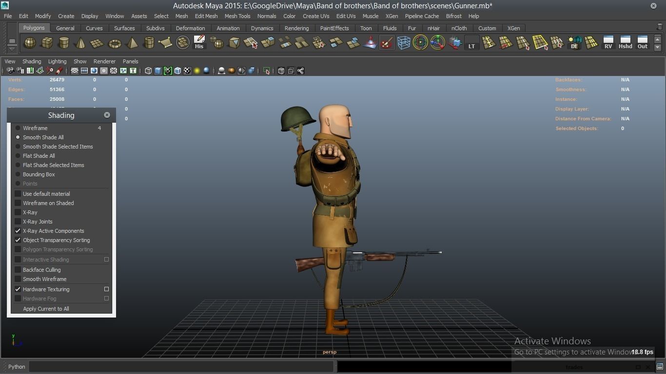 cartoon WW2 Character - Gunner 3D model_7